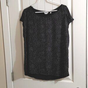 REITMANS plus size XXL black top shirt small white hearts pattern short …